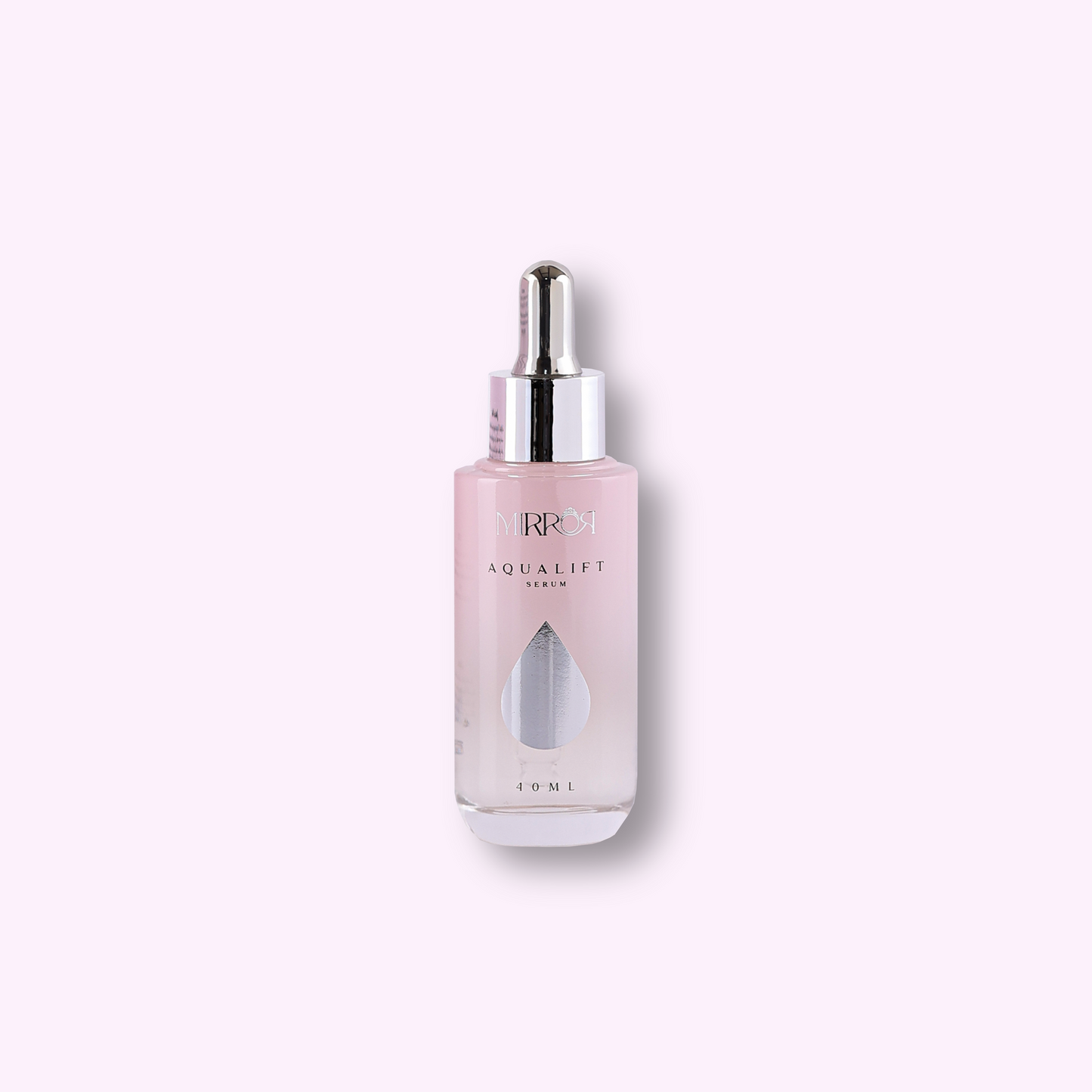 Mirror Skin Aqualift hydrating face serum bottle on pink background